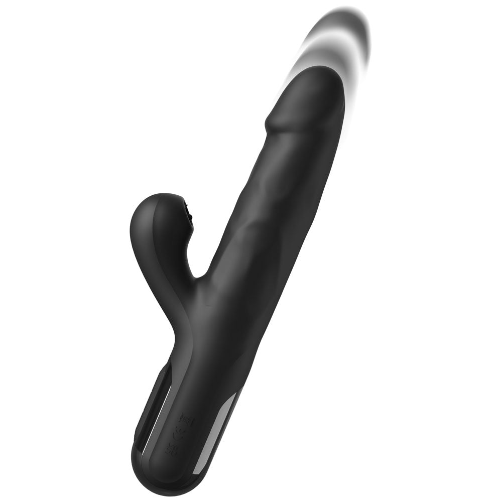 FFS Sonix Silicone Thruster - Black 22 cm USB Rechargeable Thrusting Vibrator with Flicking Clit Stim