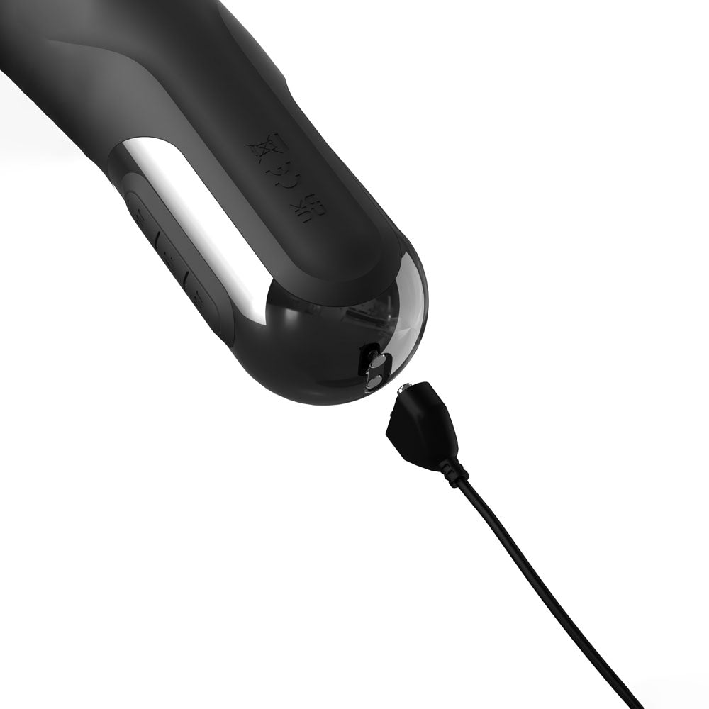 FFS Sonix Silicone Thruster - Black 22 cm USB Rechargeable Thrusting Vibrator with Flicking Clit Stim