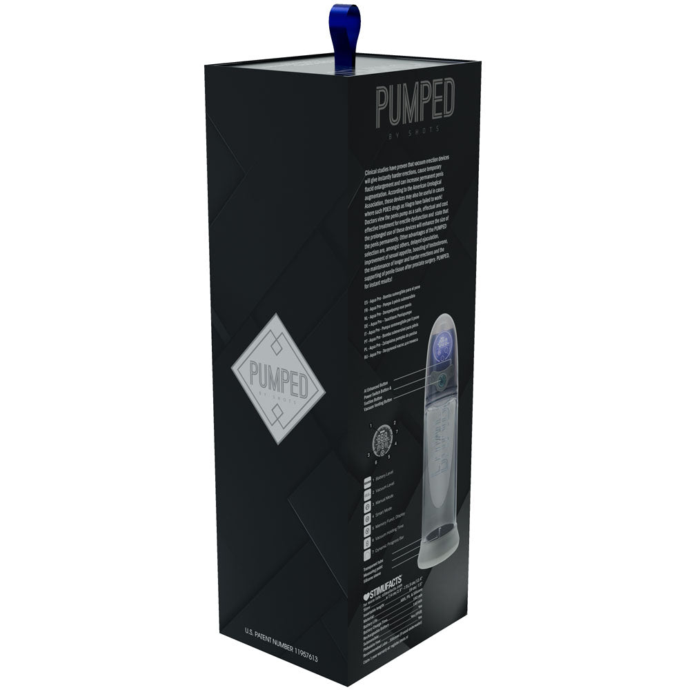 PUMPED Aqua-Pro Auto Pump - Grey - Grey/Clear USB Rechargeable AI-Enabled Submersible Auto Penis Pump