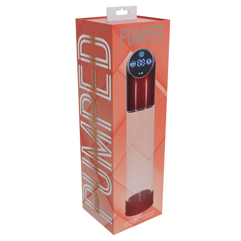 PUMPED Automatic Waterproof Pump - Metal Red - Red/Clear USB Rechargeable Automatic Penis Pump