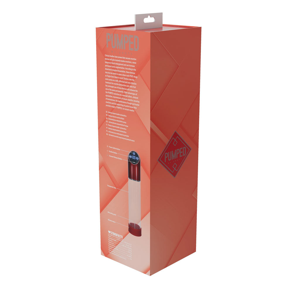 PUMPED Automatic Waterproof Pump - Metal Red - Red/Clear USB Rechargeable Automatic Penis Pump