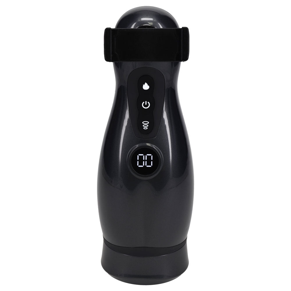 PUMPED Virtuo - Gunmetal - Gunmetal Grey/Clear USB Rechargeable Sucking And Vibrating Auto Masturbator