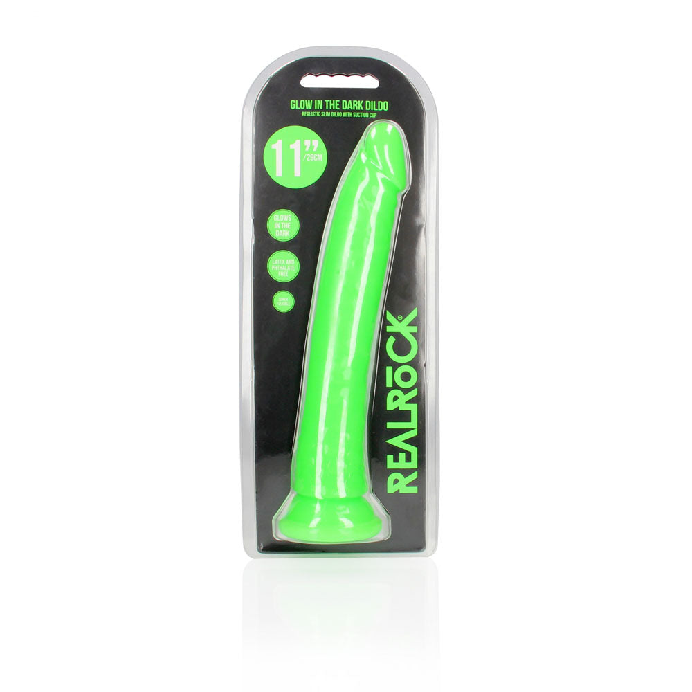 REALROCK 29 cm Slim Glow in the Dark Neon - Green - Glow in Dark Green 29 cm (11'') Dong