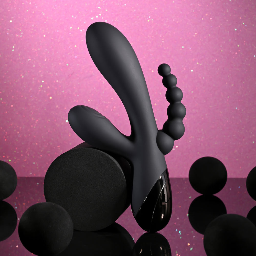 Selopa TRIPLE ACES - Black 19.7 cm USB Rechargeable Triple Stimulator Vibrator