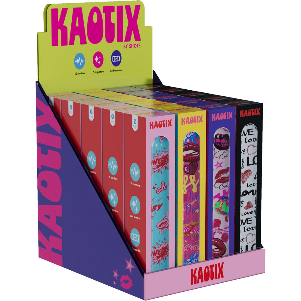 S-LINE Kaotix Display Box - USB Rechargeable Vibrators - Counter Display of 4 x 5 each
