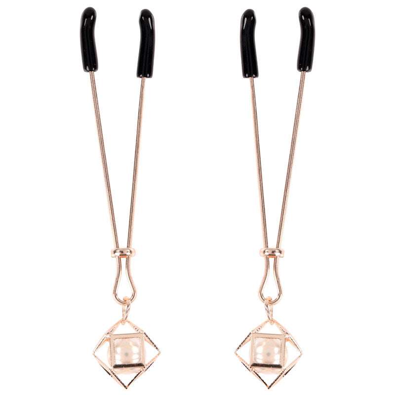 Sex & Mischief Brat Pearl Nipple Clips - Rose Gold - Set of 2