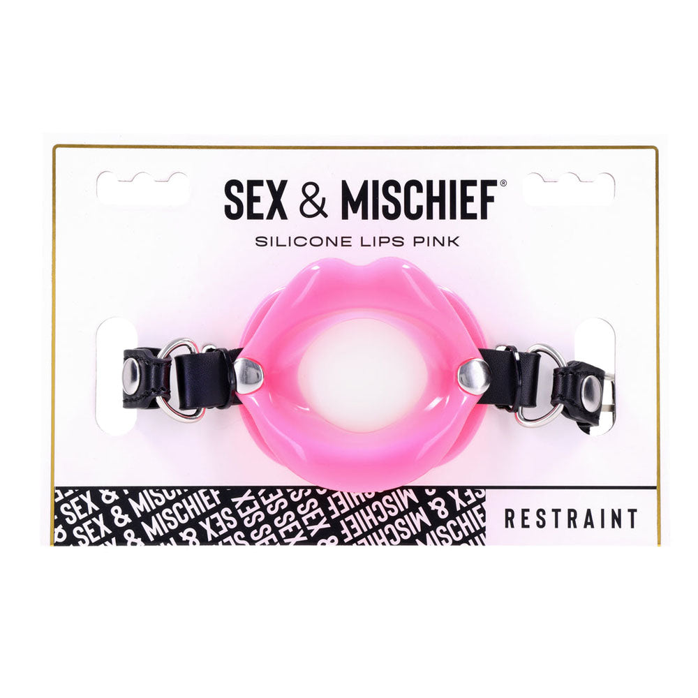 Sex & Mischief Silicone Lips Mouth Gag - Pink - Pink Mouth Restraint