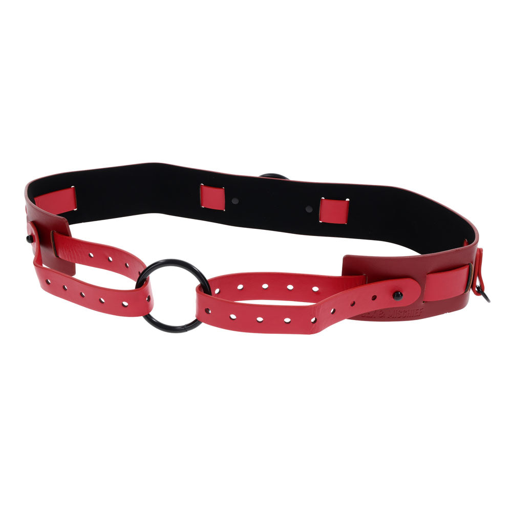 S&M Exs & Ohs Bound and Belted - Red Bondage Belt