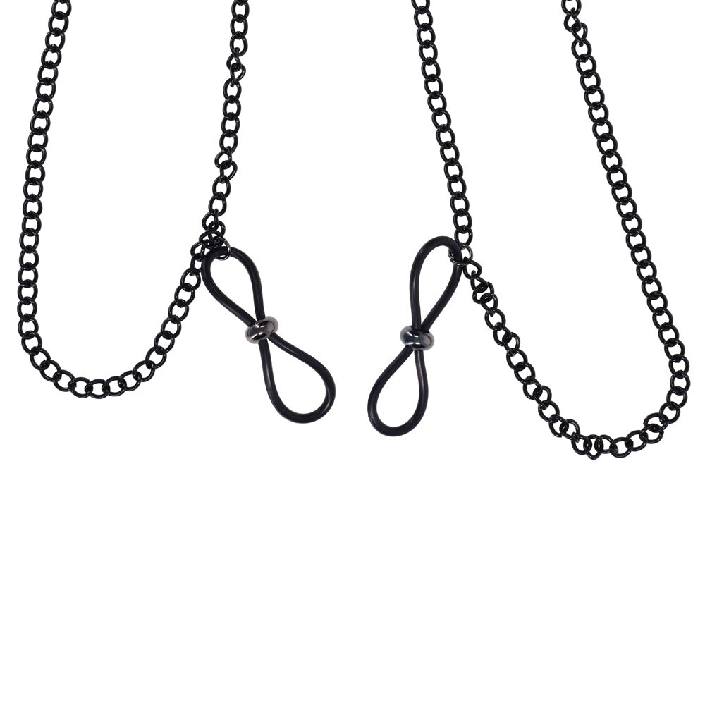 Sex & Mischief Lace Collar with Nipple Ties - Black Neck and Nipple Restraints