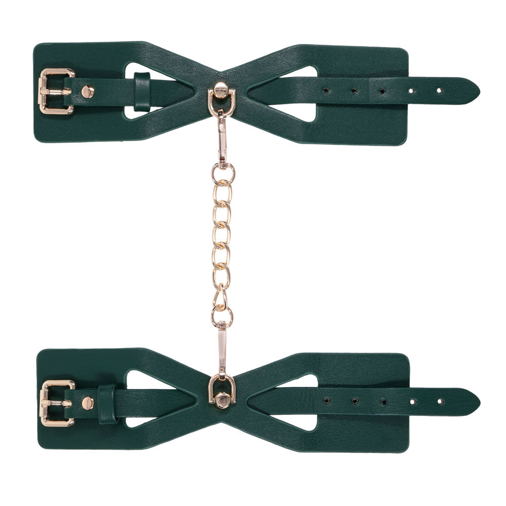Sex & Mischief Indica Cutout Cuffs - Green/Gold Restraints