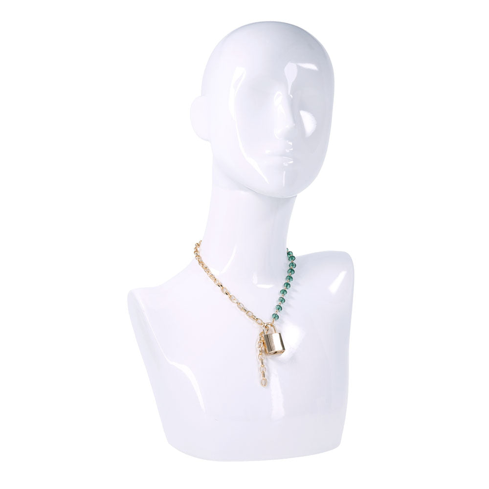 Sex & Mischief Indica Crystal Day Collar - Gold/Emerald Lockable Collar
