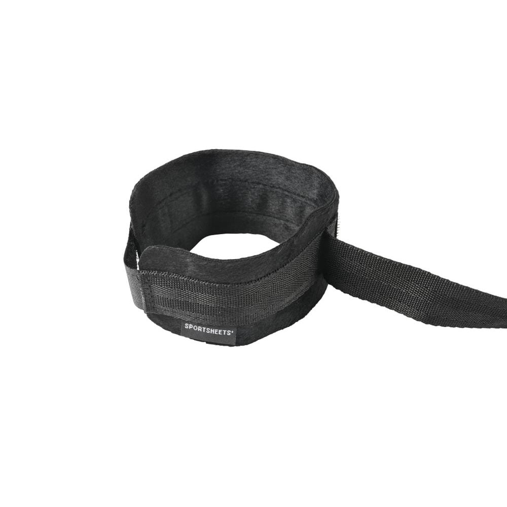 SPORTSHEETS Velvet Noir Adjustable Hog Tie & Cuff Set - Black Restraints