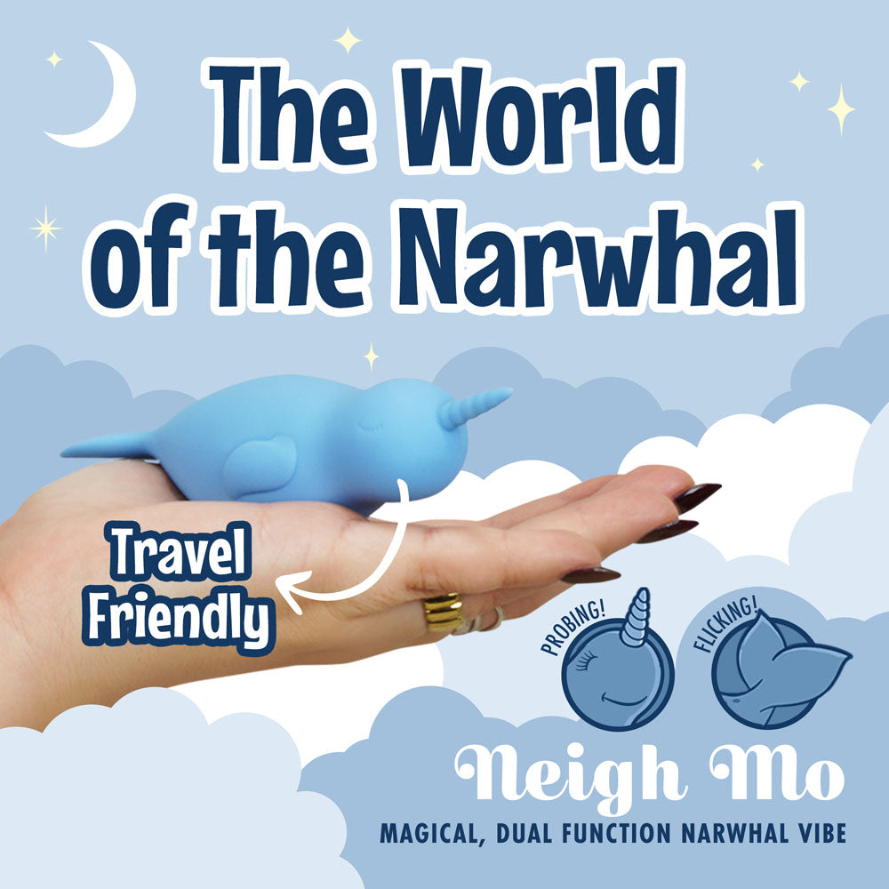 Unihorn of the Sea - Neigh Mo - The Narwhal - Blue USB Rechargeable Dual Motor Stimulator