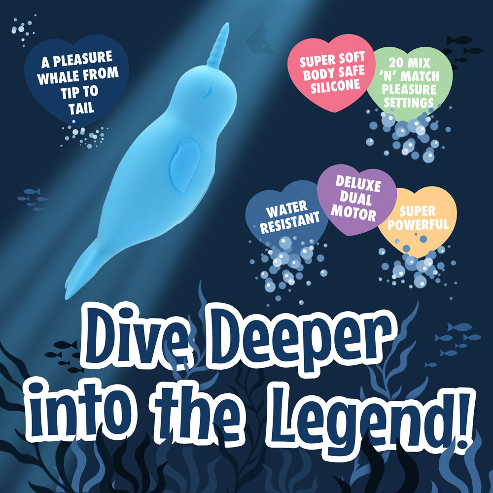 Unihorn of the Sea - Neigh Mo - The Narwhal - Blue USB Rechargeable Dual Motor Stimulator