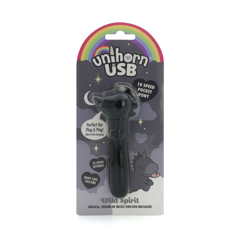 Unihorn - USB Bullet - Wild Spirit - Black USB Rechargeable Vibrating Bullet