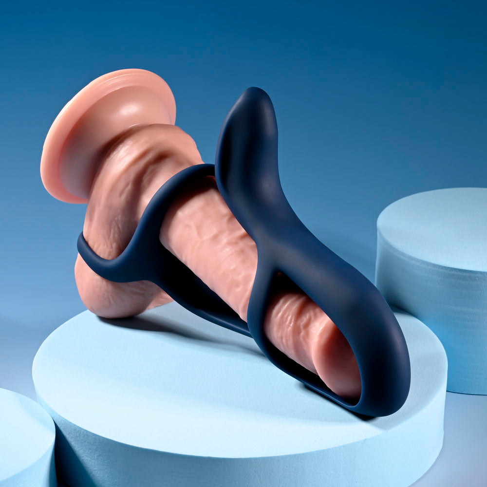 Zero Tolerance BIG TIME - Navy Blue USB Rechargeable Vibrating Penis Sleeve with Wireless Remote