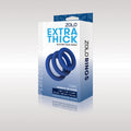 Zolo Extra Thick Silicone Cock Rings 3-Pack - Blue Thick Cock Rings - Set of 3 Sizes